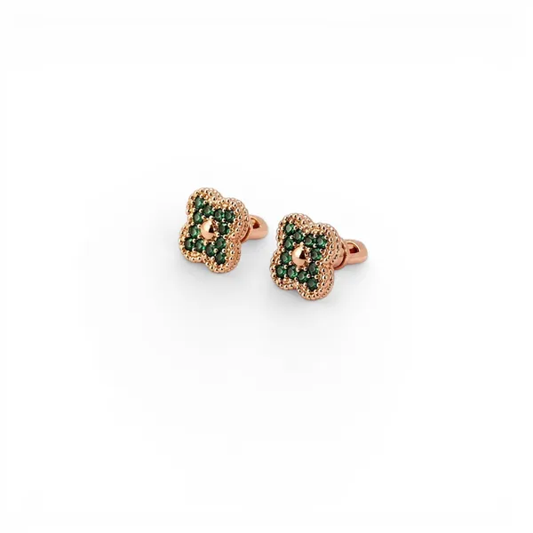 Silver gold plated stud earrings Clover