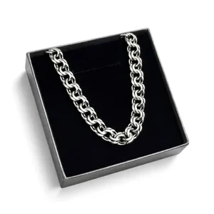 Срібний ланцюжок Плоский Бісмарк та сіра коробка під набір 