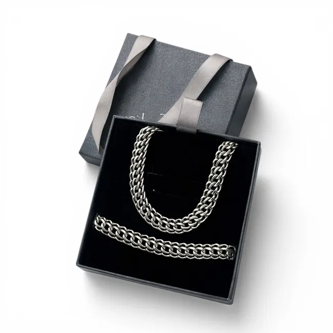 Срібний чоловічий набір Пітон та Сумочка під набір 