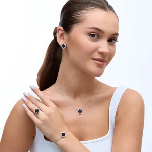 Срібний набір Конюшинка з Авантюрином  зображення 3