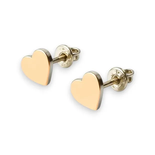 Срібні сережки Сердечка із золотою напайкою 