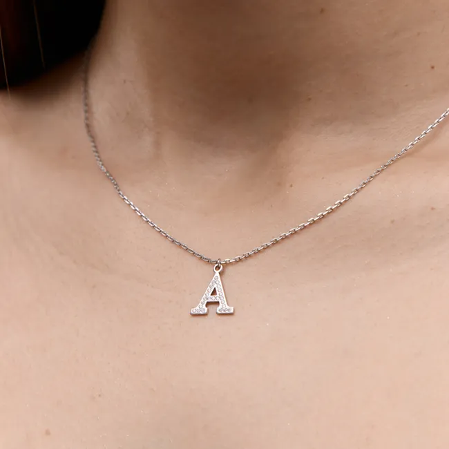 Срібне кольє буква А  зображення 4