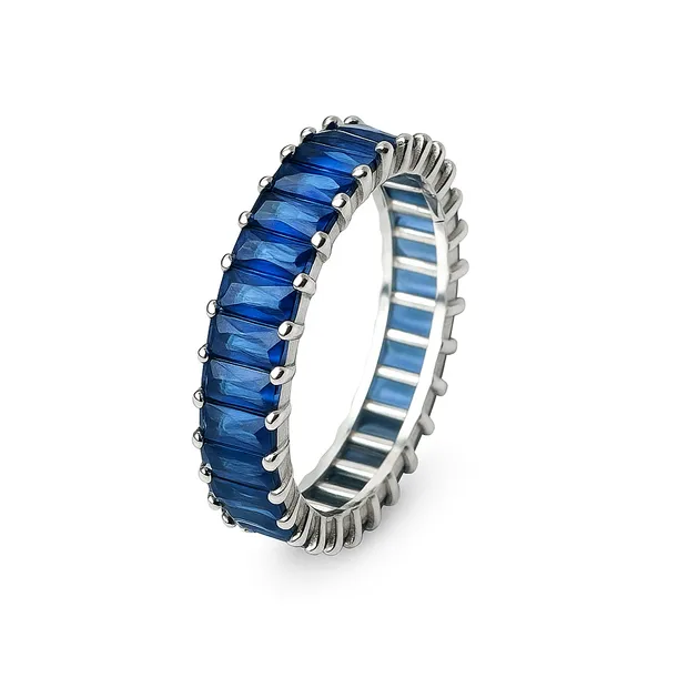 Серебряное кольцо Страсть с синими фианитами