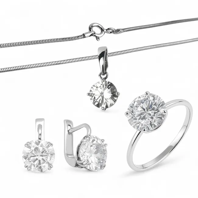 Срібний набір Великий Фіаніт 