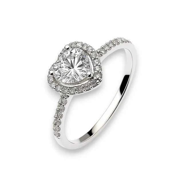 Срібна каблучка Марсель Сердечко зі вставкою цирконій Прозорий  