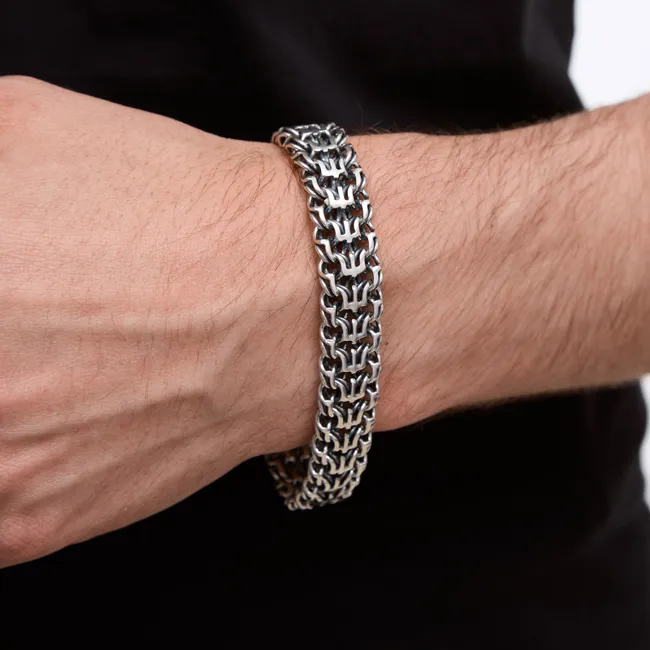 Срібний браслет Тризуб з великою коробкою  зображення 3