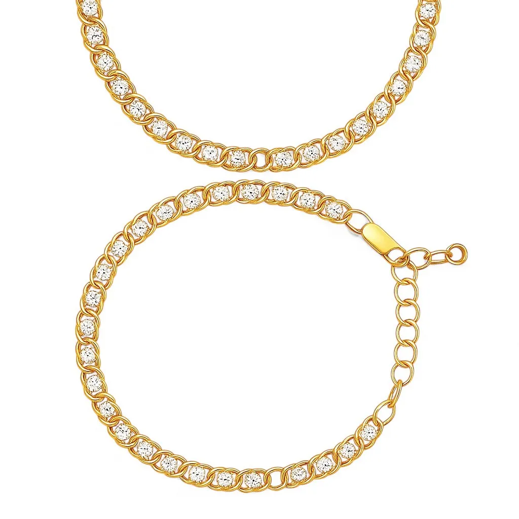 Срібний набір Арабський Бісмарк в позолоті з фіанітами