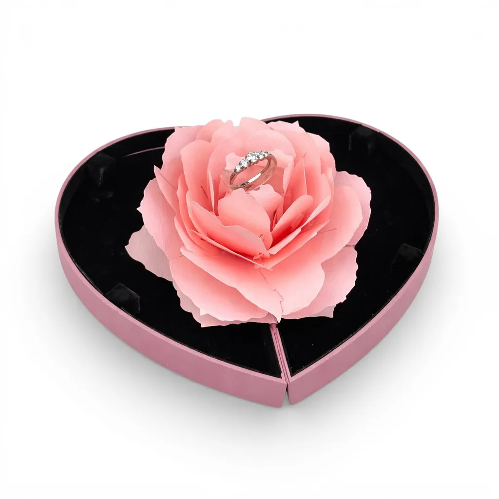 Срібна каблучка Джулія та Подарунковий футляр Серце-квітка