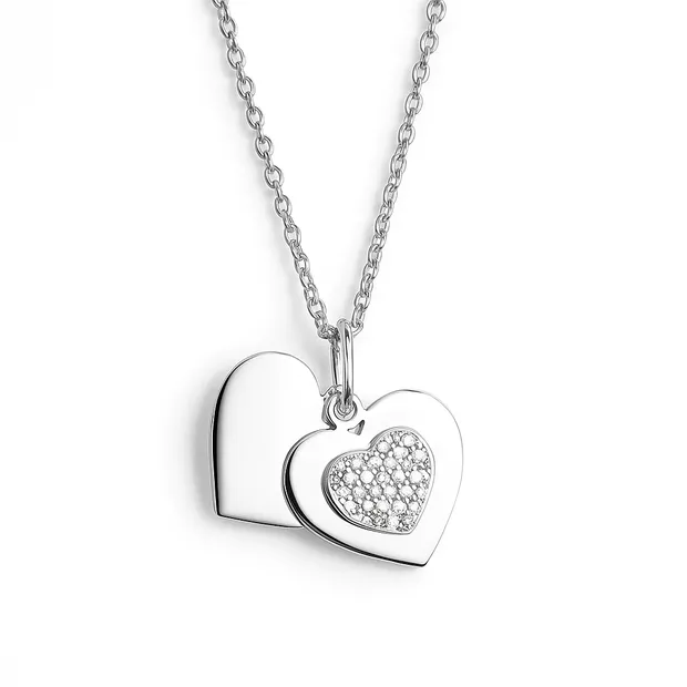 Серебряное колье Сердце с цирконием для гравировки