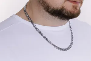 Срібний чоловічий ланцюжок Подвійний Якір та Коробка під набір квадратна  зображення 3