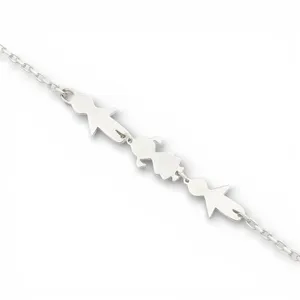 Срібний браслет для гравіювання з підвіскою Два синочка та донечка 