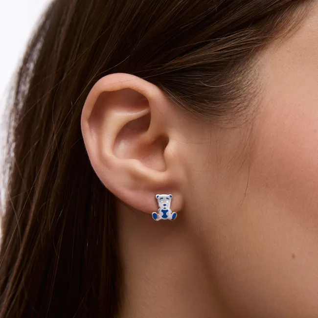 Silver earrings for children in English clasp Bears  зображення 4