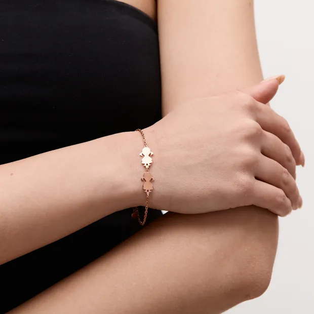 Срібний браслет для гравіювання з позолотою Дві донечки