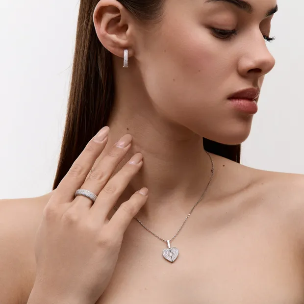 Подарунок для коханої срібний набір Крила з цирконієм