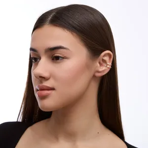 Срібні сережка кафа Дві смужки   зображення 2