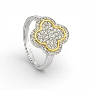 Срібна каблучка Конюшина всипана цирконієм 