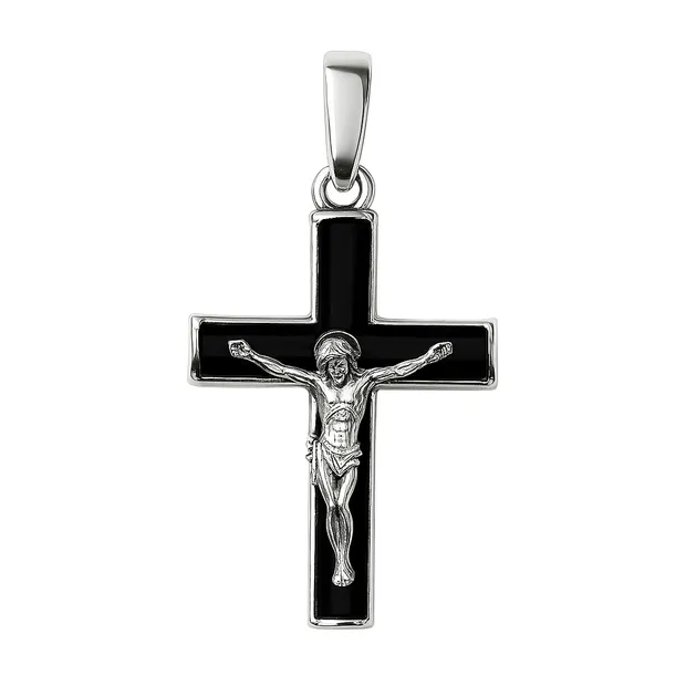 Серебряный крестик Распятие с каучуком 
