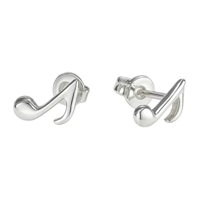 Срібні сережки пусети Ноти  