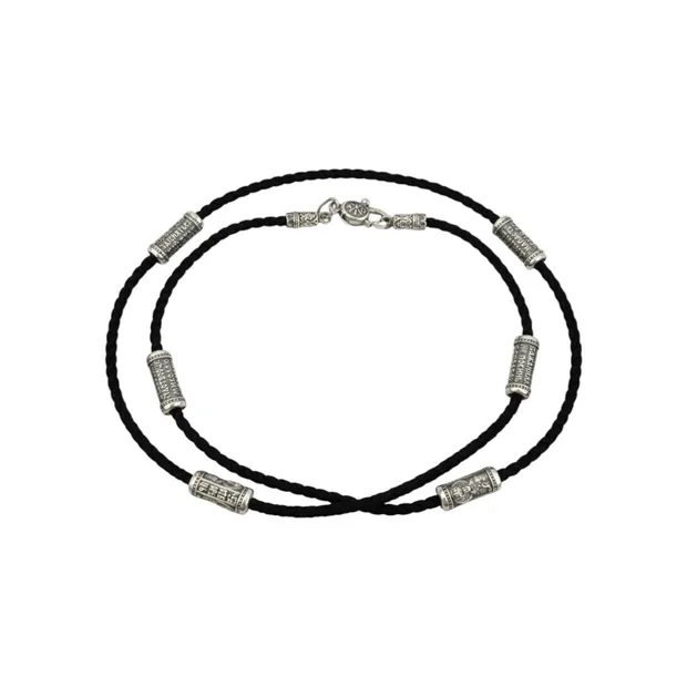 Шелковый шнурок с серебряными вставками Николай Чудотворец