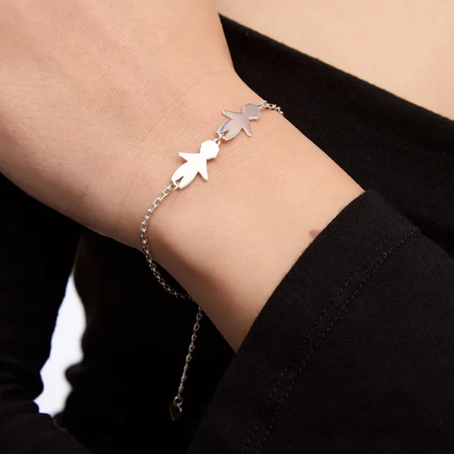 Серебрян браслет для гравировки с подвеской Два сыночка  зображення 3