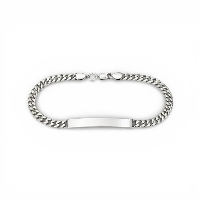 Срібний браслет Панцирний з пластиною 