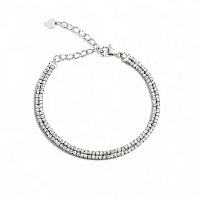 Срібний Браслет Доріжка З Фіанітами  