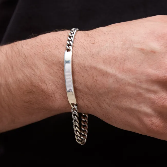 Срібний браслет панцирний з пластиною  зображення 3