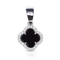 Срібна підвіска Конюшина зі вставкою цирконій та онікс 