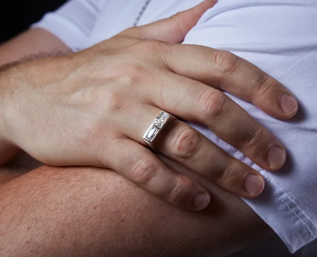 Silver male ring Atlant