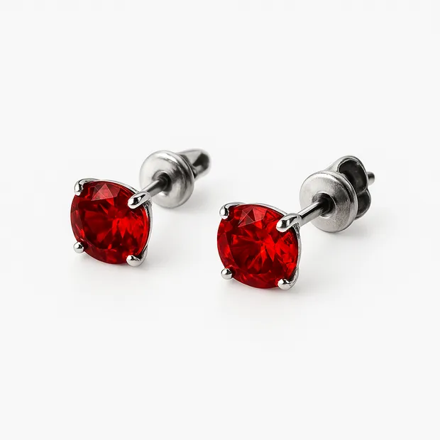 Silver stud earrings Round Fianites without base