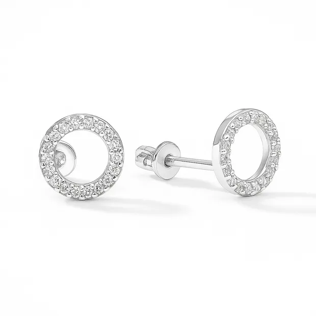 Silver stud earrings Circle of Fianites