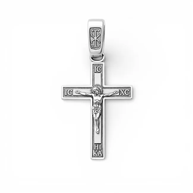 Срібний хрестик з розп'яттям Віра  
