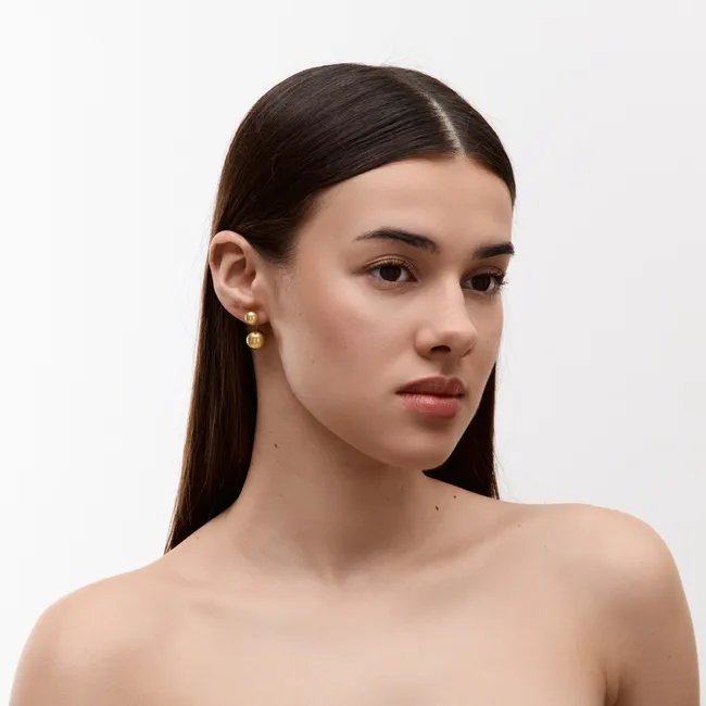 Срібні сережки Кульки в позолоті  зображення 2