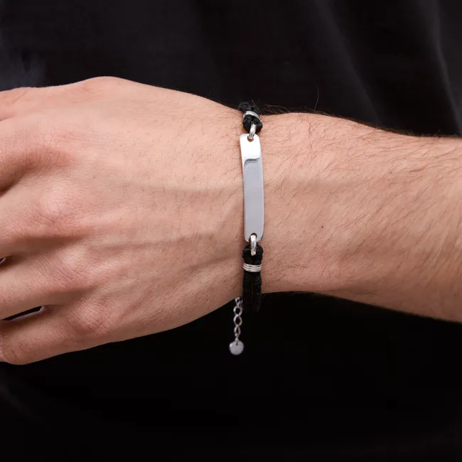 Срібний браслет зі вставками для гравіювання  зображення 2