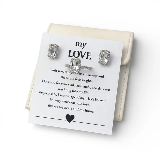 Срібний набір Афродіта та листівка для коханої 