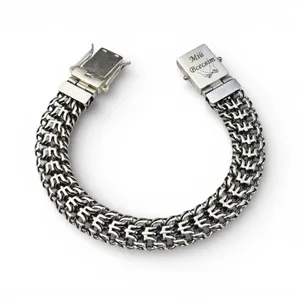 Срібний браслет Тризуб з великою коробкою 