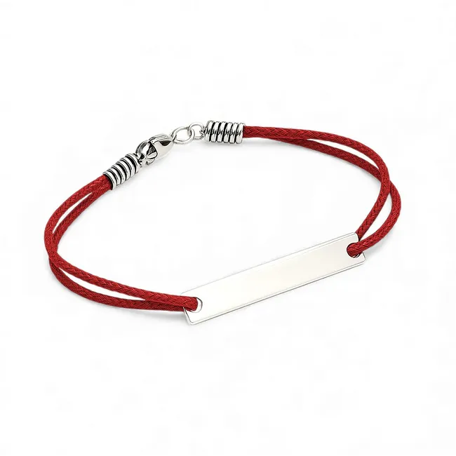 Шовковий браслет зі срібними вставками 