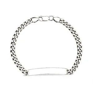 Срібний браслет панцирний з пластиною 