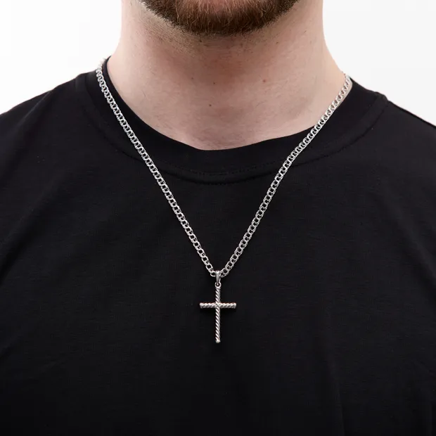 Серебряный крестик Канатный