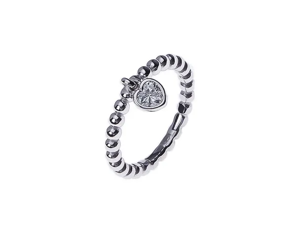 Серебряное кольцо с подвеской Сердце Хрусталь 1065
