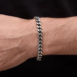 Срібний чоловічий браслет Панцирний та Коробка під набір квадратна  зображення 2