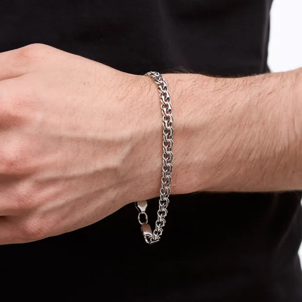 Срібний браслет плоский бісмарк 