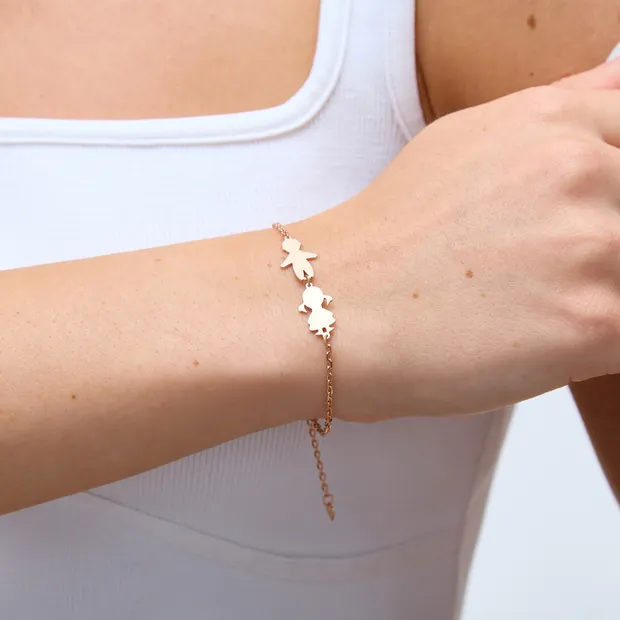 Срібний браслет для гравіювання з позолотою Дітки