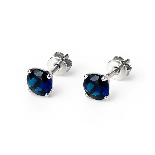 Silver stud earrings Round Fianites without base