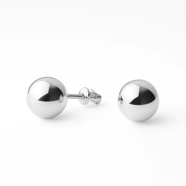 Silver Earrings Balls
