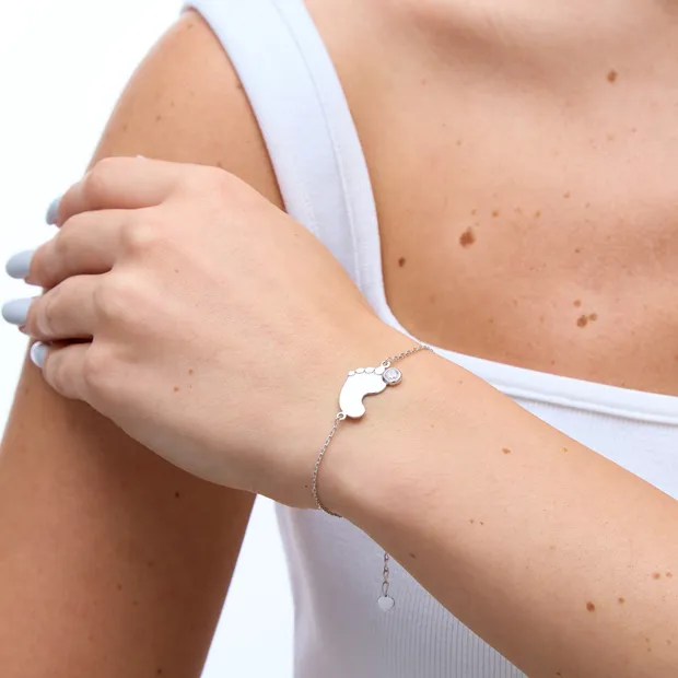 Серебряный браслет для мам Ножка