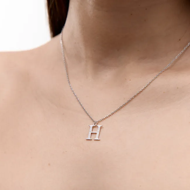 Срібне кольє буква Н  зображення 4