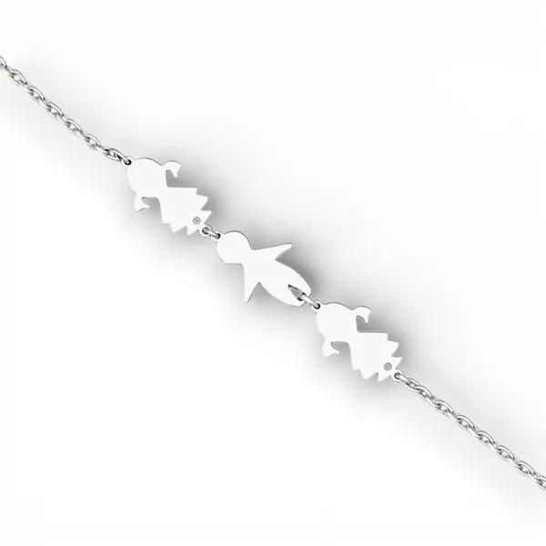 Срібний браслет для гравіювання з підвіскою Дві донечки та синочок