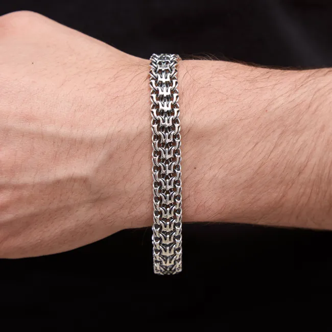 Срібний браслет Тризуб з коробкою  зображення 2