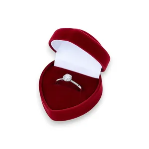 Каблучка з фіанітом та бордовий футляр сердечко   зображення 2
